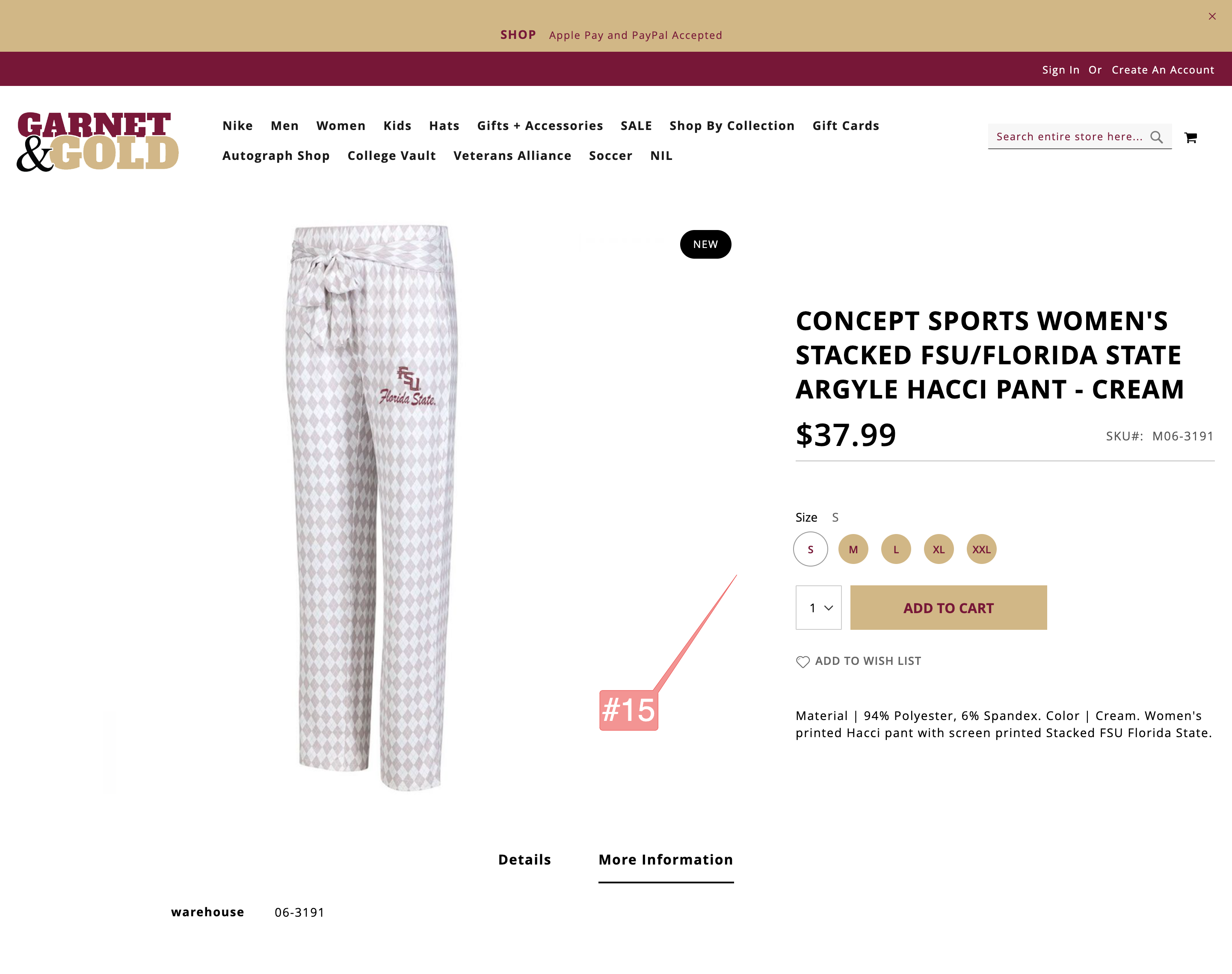 Garnet & Gold Shipping & Store Pickup